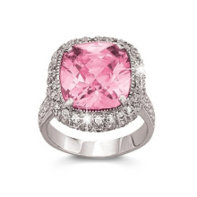 CZ Cubic Zirconia Silver Pink e White Cocktail Ring Jewelry